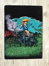 Vintage 60's Vietnam War Suh Kwang Pro. RARE Velvet Oil Painting 17.5 x 12.5