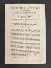 1850 antique BOUNTY LAND ACT soldiers PENSION OFFICE Washington DC military