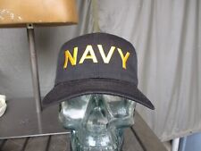 Vtg 1996-2001 USN, Blue Black NAVY Block Letter Ship Hat, Deck Cap NWT picture