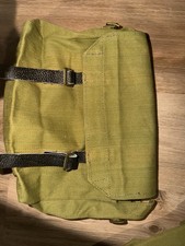 Olive Drab Green Canvas Militaria Bag/Pouch with Web Straps, Buckles, Stamps
