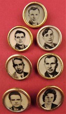 Lot of 7 EARLY Soviet Space Badges c. 1960s Cosmonaut Photo Portrait Pins ORIGNL
