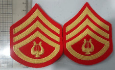 USMC Band Staff Sergeant Rank Pair Women's Red and Gold Patch picture