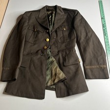 Vintage 1946 US Army Officer Wool Service Coat Jacket Fort Belvoir Uniform 40s