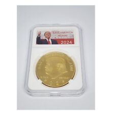 Encased Save America Again Trump 2024 In God We Trust USA MAGA Coin GOLD picture