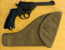 Vintage WW2 1943 British Canvas Holster w/ Matching Webley .38 Revolver Replica  picture