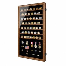 Tieerq Oversized Military Challenge coin display case For Badges Ribbons Walnut