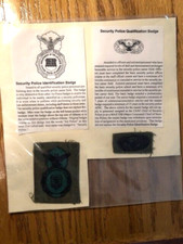 2 Security Police ID Badge Patch & Qualification Badge Displayed