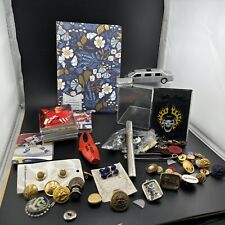 Vintage military buttons, lighter and hockey card lot picture