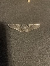 WWII WW2 Air Force Navigator’s Sterling Silver Wings Pin Gemsco Badge 3” Long 