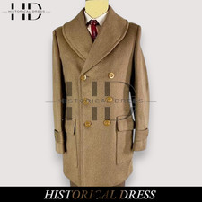 1940s US Army Officer Wool Overcoat | Beige Military Doeskin Command Coat