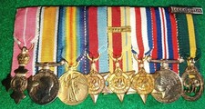 An OBE unattributed mounted group of (8) Miniature Dress Medals WW1 thru WW2