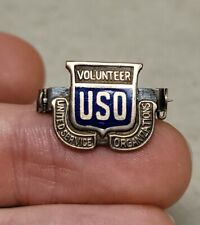 Early WW2 USO United Service Organization Volunteer Pin Gold On Sterling RARE  picture