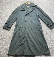 VTG 1960s Mens Military Raincoat Jacket 36R Green Trench Coat Long Army