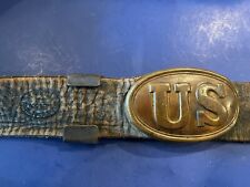 Rare Complete Original Civil War Stamped Belt And Buckle Free Insured Shipping picture
