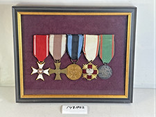 WW2 Polish 5-Medal Valor Group Framed Virtue Red Cross Comm Poland Award 148H22