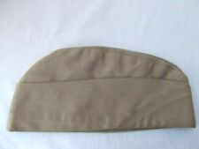 Vtg army military brown field  garrison hat cap sz 7-1/8 canvas unlined  picture