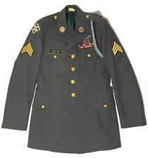 Vintage US Army Sergeant Gary Taylor Dress Green Uniform Jacket Vietnam War 37L picture
