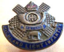 Highland Light Infantry Brass and Enamel Vintage Badge. Genuine Article (R8) picture