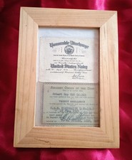 Rare Framed 1953 Honorable Discharge And A Ancient Order Of The Deep