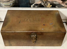 Antique WWI Era US Navy Sailor Made Trench Art Brass  Strongbox Box picture