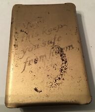 Gold Plate Cover Heart Shield Bible WWII (May This Keep You Safe From Harm) picture