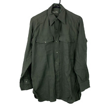 Vintage WWII USMC Dark Green Flannel Wool Uniform Shirt Shirtcraft 14 1/2 x 34 B picture