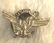 Vintage WW2 USNR Button Cover Pin Lapel United States Navy Reserve Brass Eagle picture