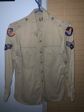 USAAF WWII Army Air Forces Corporal Khaki Shirt Mens S Tan Good Communications