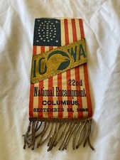 GAR IOWA SILK 39 STAR MEDALLION RIBBON 22nd NATIONAL ENCAMPMENT 1888 COLUMBUS OH