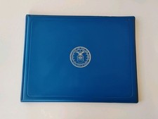 BLUE USAF Air Force Certificate Award holder folder with Air Force Emblem