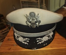 Vintage Flight Ace Air Force Officer's Dress White Hat Silver Band Size 7.25