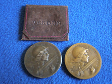 France: Silver & Bronze Verdun Table Medals by Vernier 1917 with Leather pouch