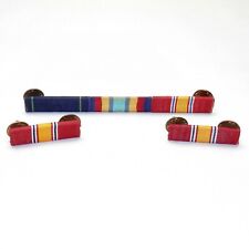 Lot Of 3 MILITARY RIBBON BAR With Locking Pin Backs National Defense Vintage picture