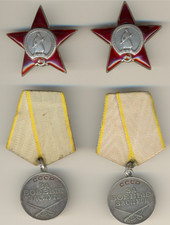 Soviet order ARMENIAN BERLIN  banner badge  TWO Medals Courage Red Stars (3064)