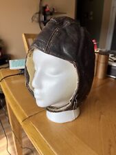Vintage Aviator Motorcycle Military Leather Skull Cap Hat WW2 WWII picture