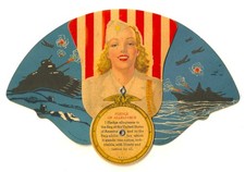 WWII BEAUTIFUL ARMY WAC NURSE VICTORY GIRL FOLD OUT PATRIOTIC FAN