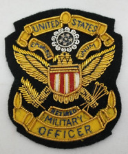 United States Retired Military Officer Shoulder Crest Bullion Patch Black & Gold picture