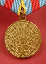 Soviet WW2 Medal for Liberation of Warsaw Poland Campaign Award + BRASS SUSPENSN