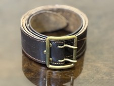Vintage Soviet USSR Officer Leather Belt Leningrad Stamp Brown Brass Buckle