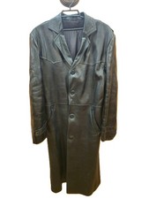 Vintage Men’s Leather Officer Coat — 1970s USSR Commander KGB / NKVD Style