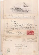 WWII Navy Letters. U.S.S. Bunker Hill. Iwo Jima. Survived 1945 Kamikaze Attack. picture