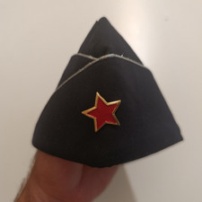 Albanian Navy Blue Pilot Cap Hat Red Star Badge Used Size 56