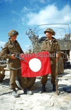 WW2 Picture Photo 1944 Canadian w Captured Enemy flag with Sten 4662