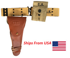 M1936 Canvas Pistol Belt with M1911 TAN Colt Holster and Colt Magazine Pouch  picture