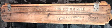 Amazing Wooden with rope straps 1960s US Military Case 105 MM Rifle 2 Cartridge picture