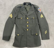 VTG US Army Jacket 40L Green Blazer Uniform Military Wool Coat Jacket 1982 Belt picture