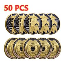 50PCS Police Blue Lives Matter Gold Plated Challenge Coin Medal Law Enforcement picture