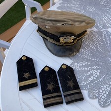 Named WW2  U.S.NAVY Officer Service Hat,Cap Visor & Shoulder Boards. For Repair