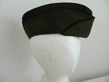 US Army Wool Garrison Cap WWII 1945 OD Dark Officers 7 Military Uniform Hat Vtg picture