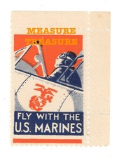 1940S WW2 FLY WITH THE MAIRINES PILOT PLANE PATRIOTIC POSTER STAMP F68